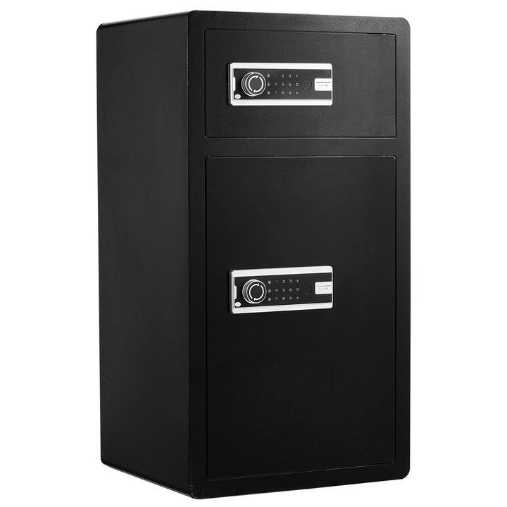 Seif valori, 2 usi, blocare cifru si cheie, 900 x 480 x 420 mm, grosime 3 mm, Alarma