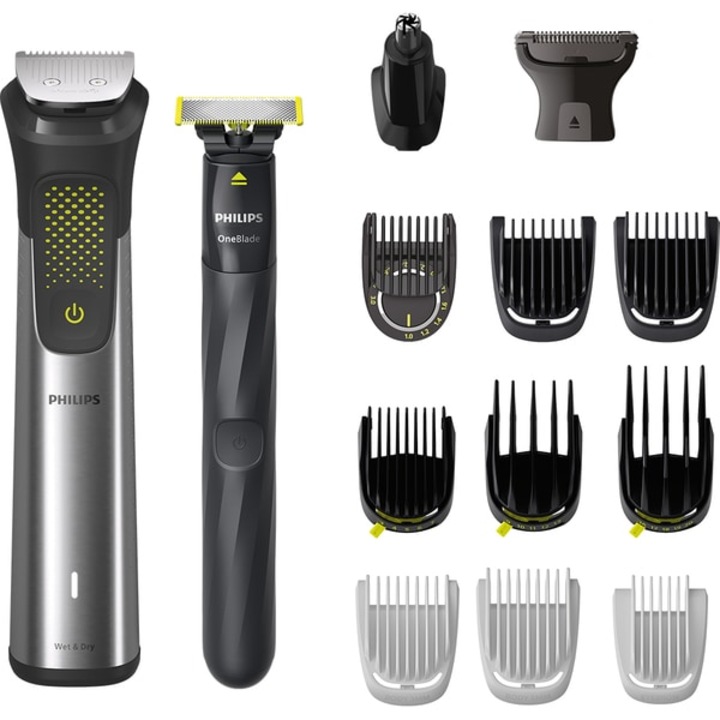 Машинка за подстригване 15 в 1 PHILIPS Multigroom Series 9000 MG9552/15, Многофункционална, Акумулаторна, Автономия 120 мин., Метално сива