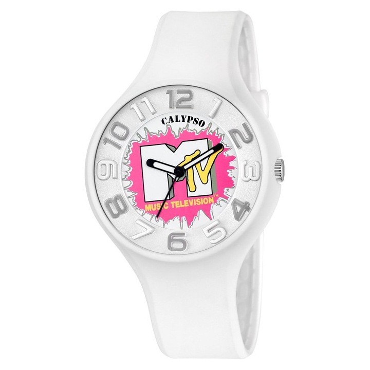 Ceas dama Calypso KTV5591/1, alb, cauciuc, mtv