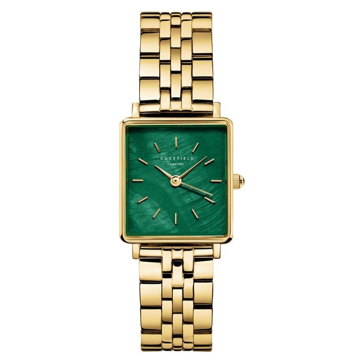 Ceas dama Rosefield BOXY BEGSG-Q050, design elegant, verde/auriu, dimensiune standard, inox