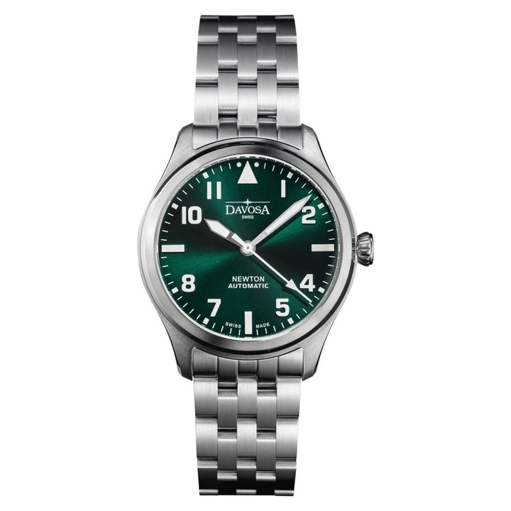 Ceas barbatesc Davosa NEWTON PILOT 161.530.70, argintiu/verde, mecanism automat