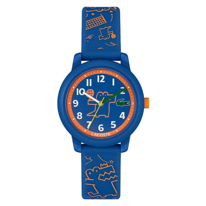 Lacoste L1212 Fiú karóra, szilikon szíj, 33mm, kék/narancs