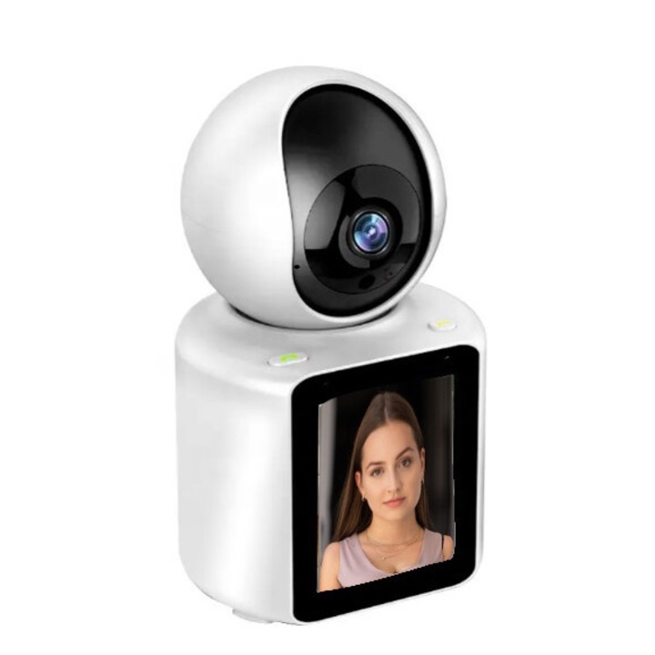 Camera supraveghere cu ecrat WIFI aplicatie ICSEE 3MP de interior cu control de la distanta, alarma de detectare a humanoizilor, audio bidirectional, apel video cu un singur clic, camera pentru bebelusi WiFi