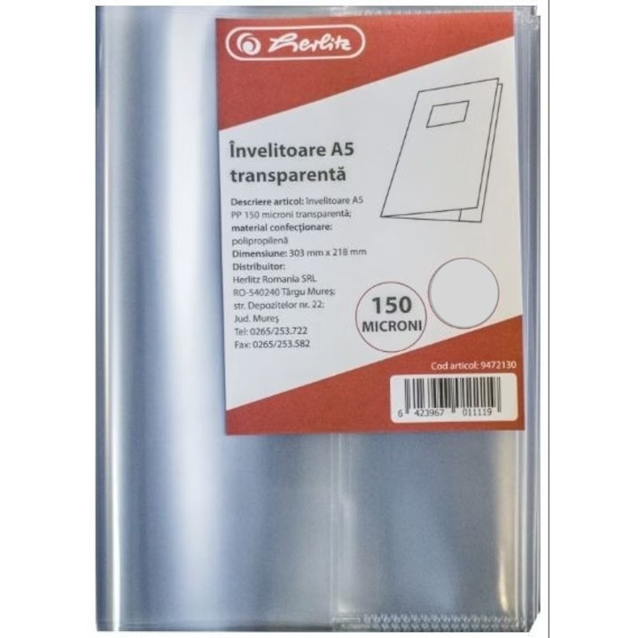 Coperta A5, Herlitz, Transparenta, Groasa