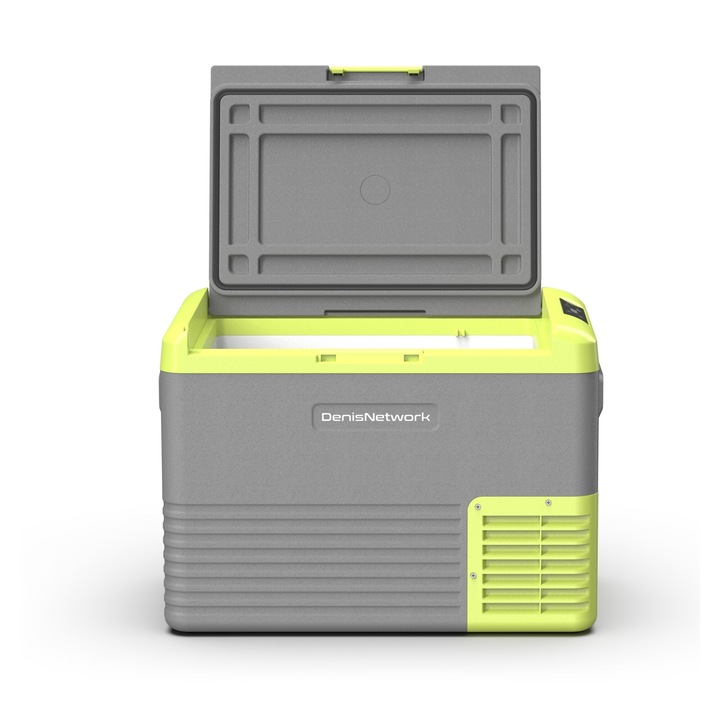 Frigider Auto cu Compresor, functie Congelare -20°, 40 litri, 12-24V, Bluetooth, Gri-Verde, DenisNetwork™
