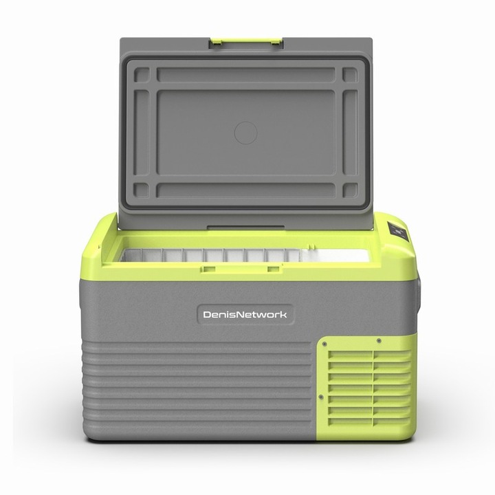 Хладилник за кола с компресор, функция замразяване -20°, 30 литра, 12-24V, Bluetooth, сиво-зелен, DenisNetwork™