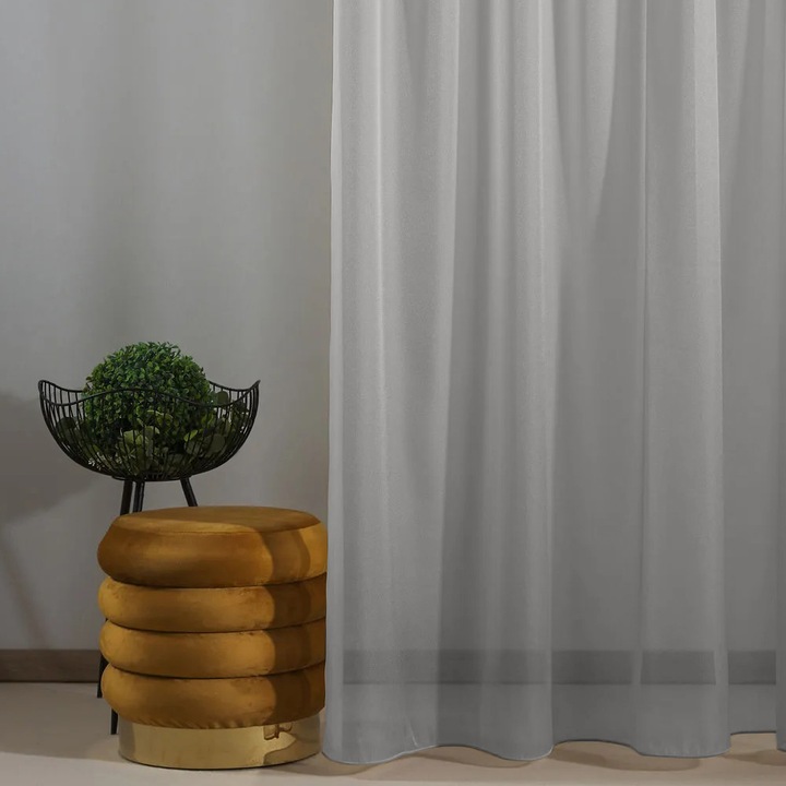 Перде от фина материя тип пчелна пита с памучен хастар, Zorina, 600x205 см, Сиво