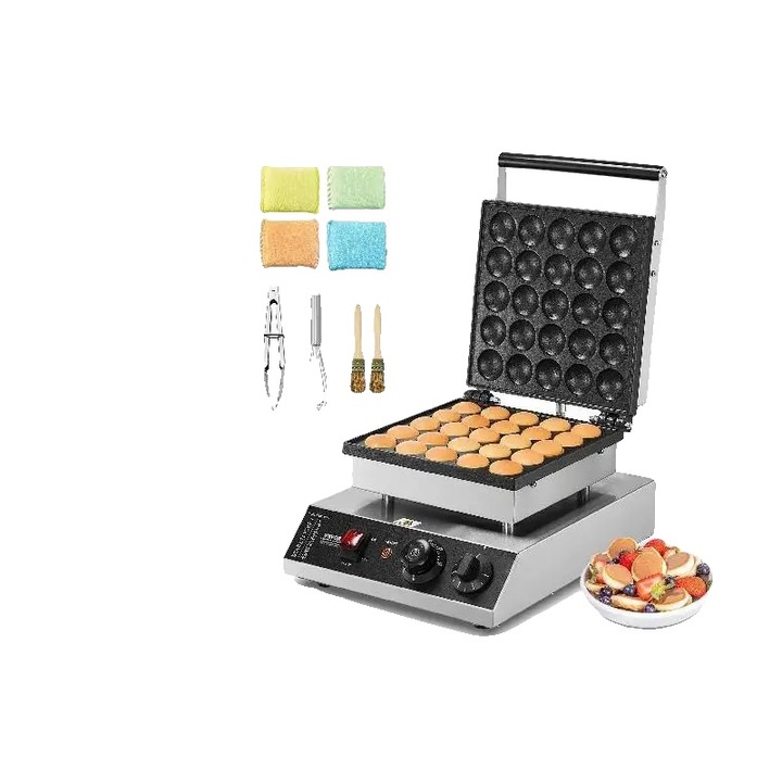 Aparat de preparat desert, 500W, control temperatura, suprafata antiaderenta, 43mm, mini vafe