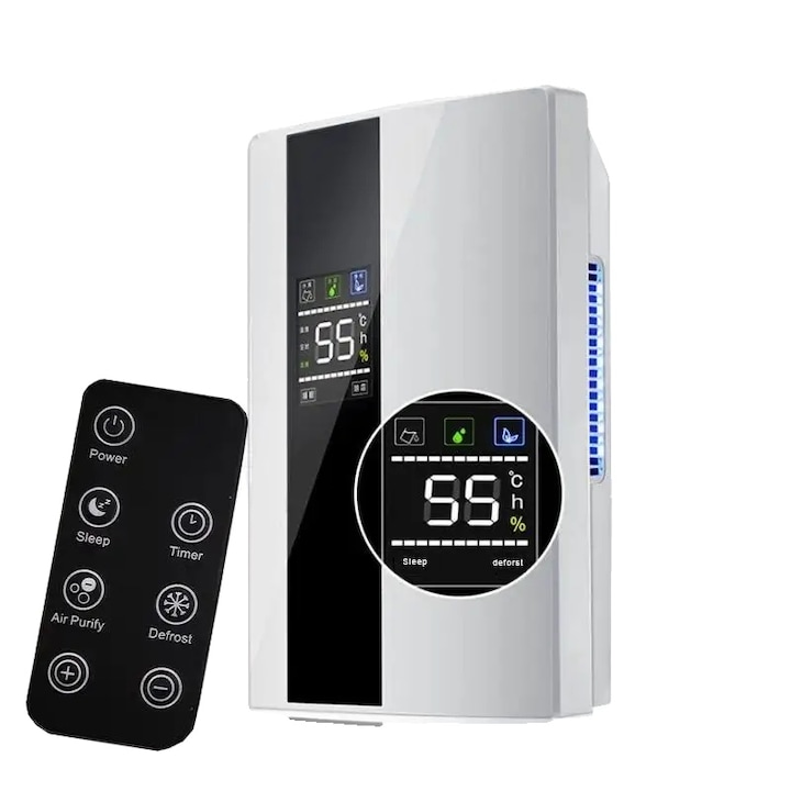 Dezumidificator compact, control eficient al umiditatii, negru, 1L
