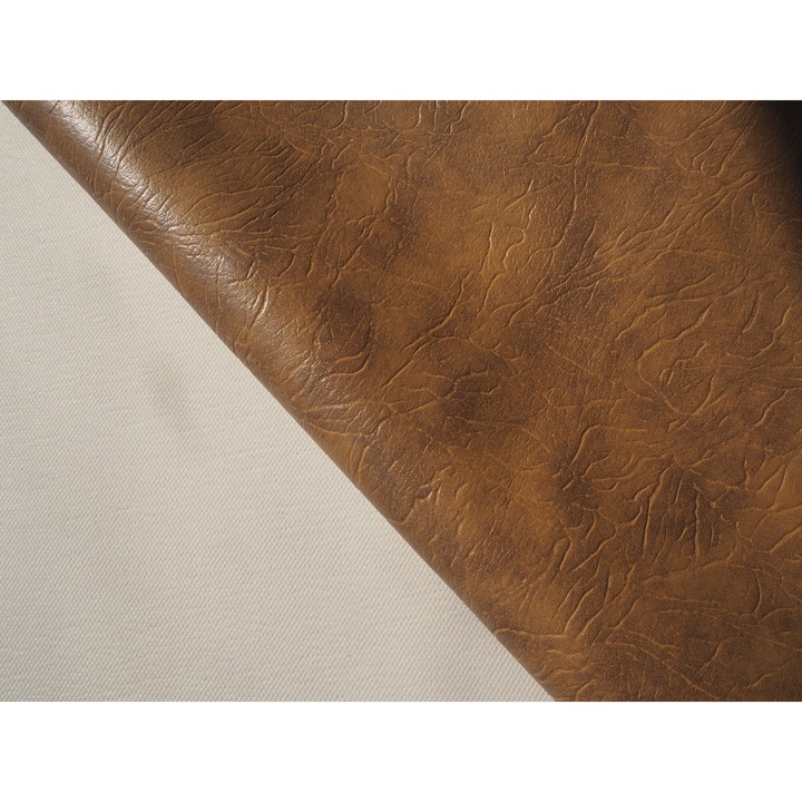 Piele ecologica,10 m x 1.45 m, imitatie de piele naturala cu partea din spate a pielii este tricotata cu doua fire, cusatura Lacost, maro inchis cald