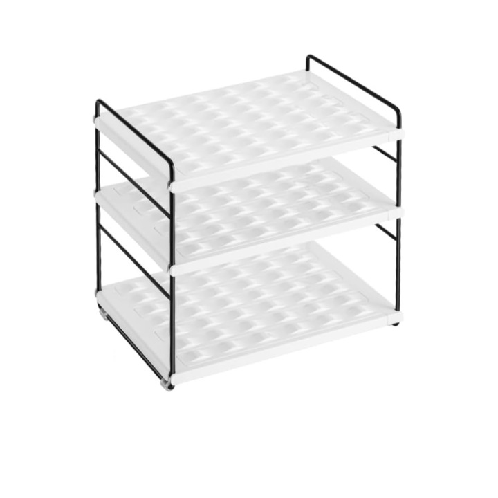 Palackrendező, MetWood, 3 szinten, kihúzható, műanyag, Fehér