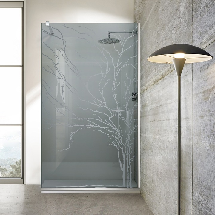 Aqua Roy ® INOX 120x195 cm zuhanyfal, színtelen Tree modell, 8 mm szürke biztonsági üveg, vízkő elleni kezeléssel