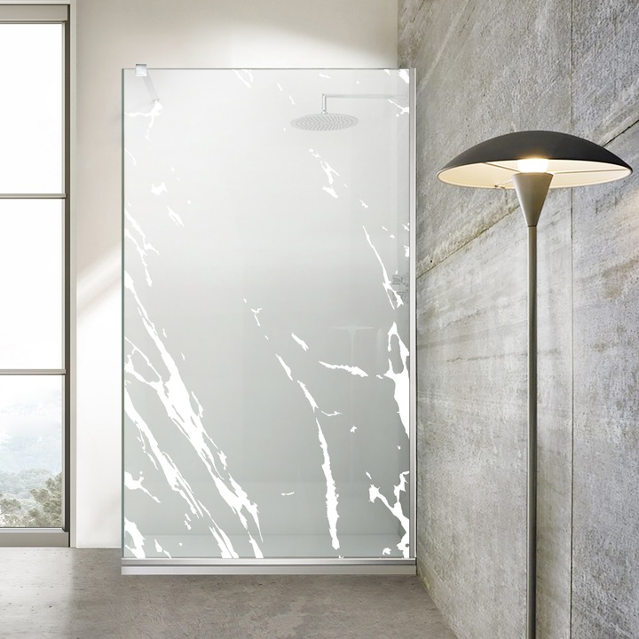 Paravan dus walk-in Aqua Roy ® Inox, model Rock alb, feronerie full inox, sticla 8mm mata, securizata, anticalcar, 80x195 cm