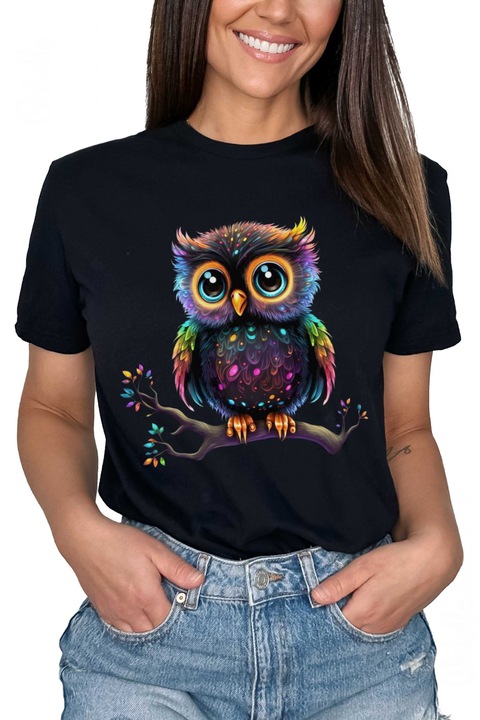 Tricou Negru Glowing Owl 20008