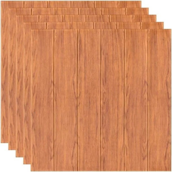 10 db 3D öntapadós tapéta csempe készlet, ökológiai gyantából, faburkolat utánzat, vízálló, 70 cm x 70 cm, Fedett terület 4,9 nm, Brownie