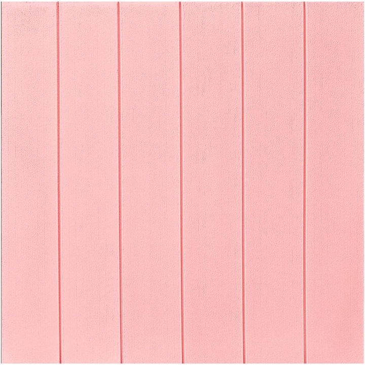 10 db 3D öntapadós tapétalap készlet, gyantából, lambériát imitáló, vízálló, 70 cm x 70 cm, opál rózsaszín