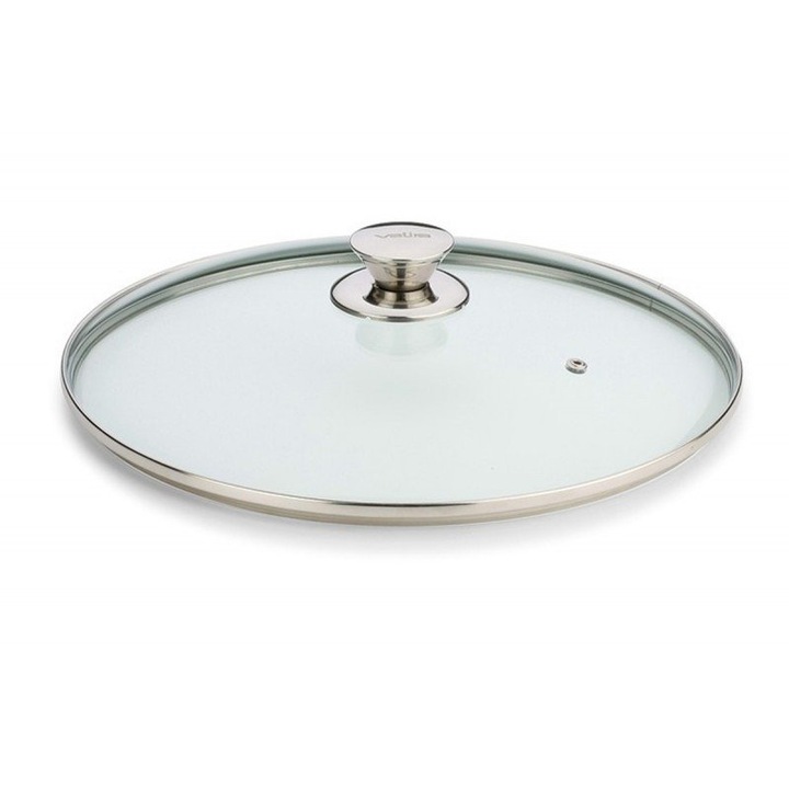 Capac din sticla Valira, 28 cm, inox, lavabil in masina de spalat vase