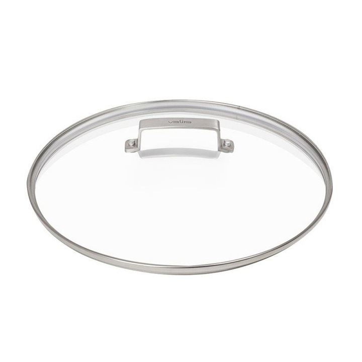 Capac pentru oale, Valira, Sticla, Maner inoc, 40 cm, Transparent