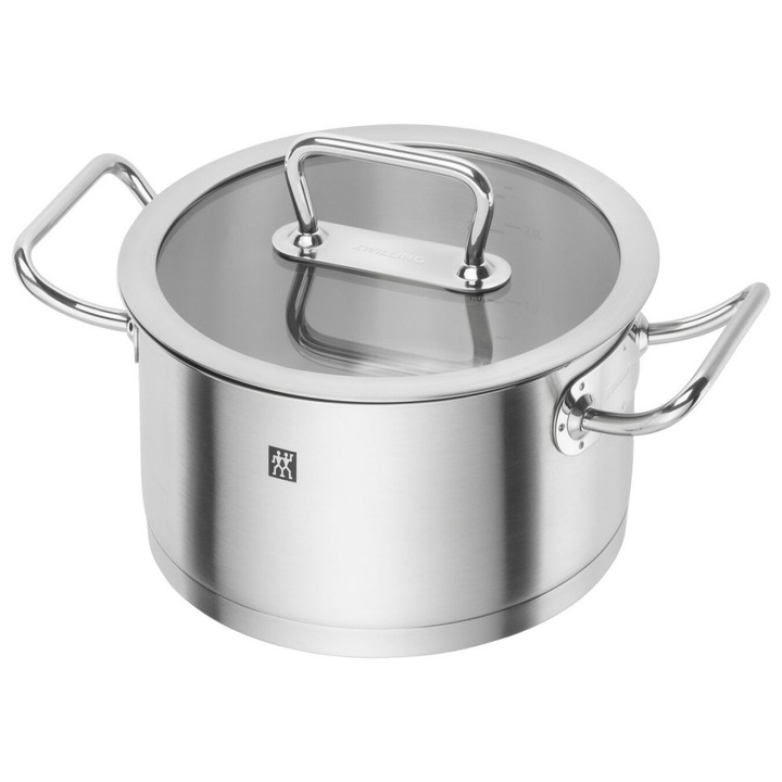 Zwilling Pro ниска тенджера с капак, 3,1 л, неръждаема стомана, 20 см, сребро