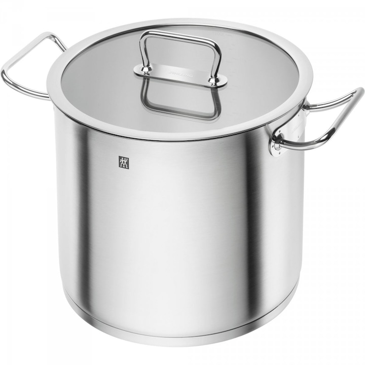 Висока тенджера за супа с капак, Zwilling Pro, Неръждаема стомана, 13.3 л, 28 см, Сребриста
