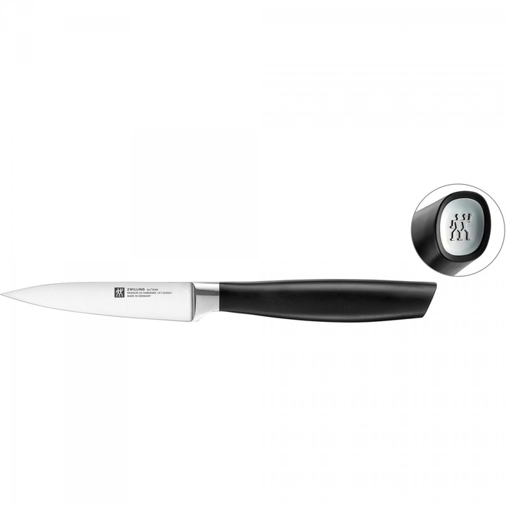 Cutit pentru legume si fructe, Zwilling, All Star, Inox, Maner plastic, 10 cm, Argintiu/Negru