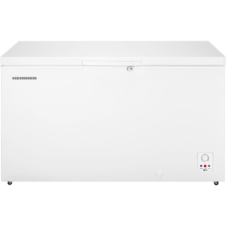Lada frigorifica Heinner HCF-HS420E++, 420 l, Clasa E, Control mecanic, Incuietoare, Alb