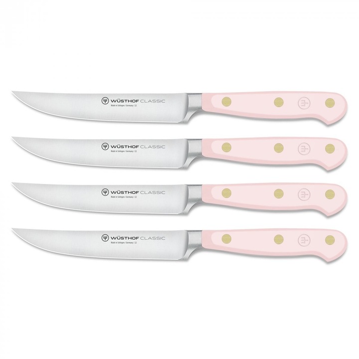 Set 4 cutite pentru friptura, Wusthof, Classic Color, Inox, 12cm, Roz