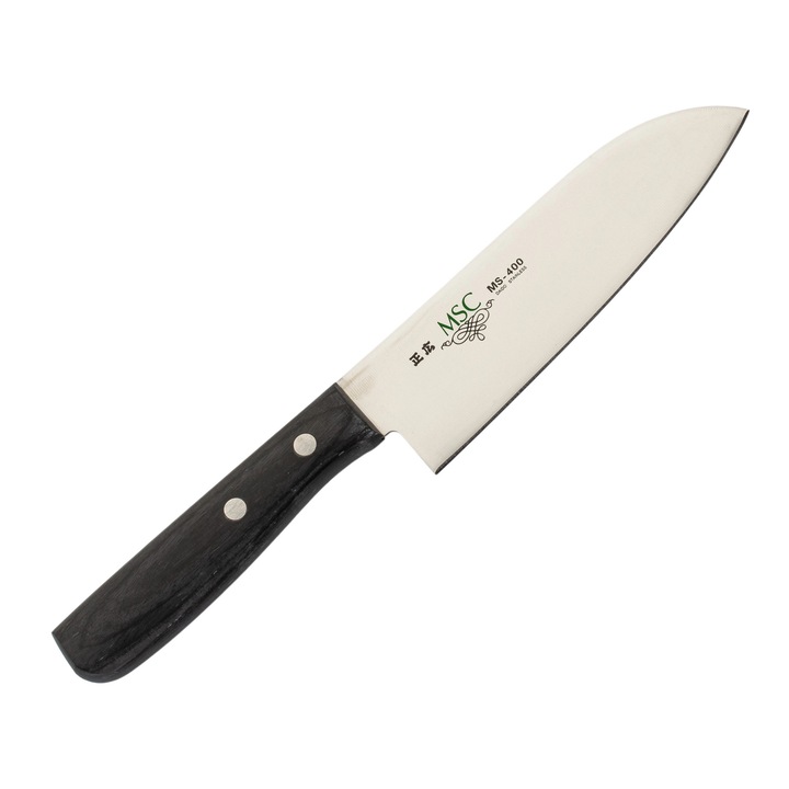 Santoku kés, Masahiro, króm-molibdén acél / fa, 143 mm, ezüst / fekete