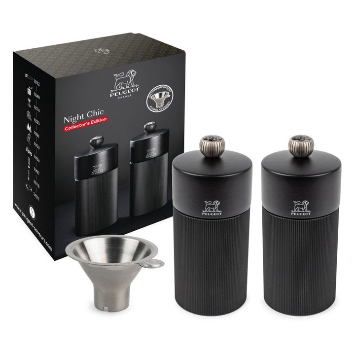 Set 2 rasnite Peugeot Line, 12cm, lemn de fag, aluminiu, negru