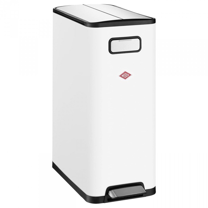 Cos de gunoi Wesco, Plastic, 2x20l, 66 cm, Alb/Negru