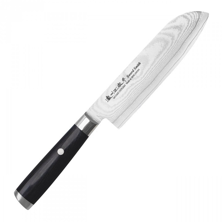 Cutit Santoku Satake Cutlery, 17 cm, otel, maner din lemn