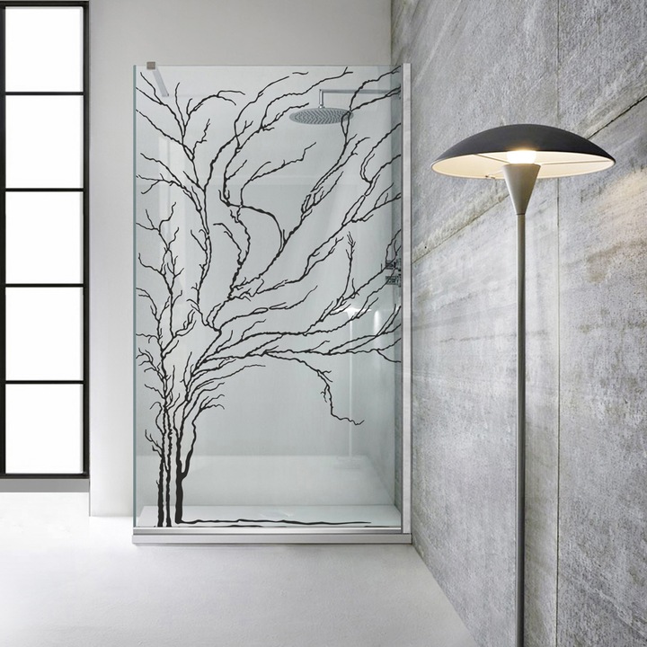 Aqua Roy ® INOX 70x195 cm zuhanyfal, fekete Tree modell, 8 mm víztiszta biztonsági üveg, vízkő elleni kezeléssel