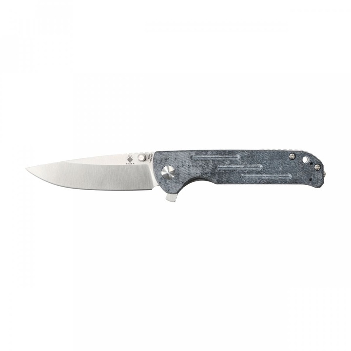 Cutit pliabil, Kizer Justice, Lama Drop Point, Denim Micarta, 96mm, Albastru