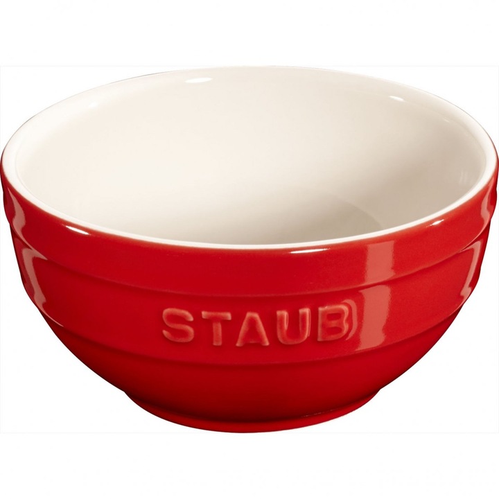 Miska ceramica Staub, 12 cm, rosie, usor de curatat, versatila