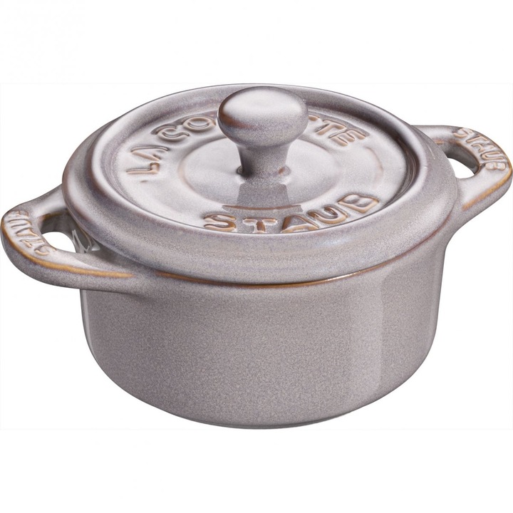 Bol cu capac Staub, ceramica, gri antic, 200 ml