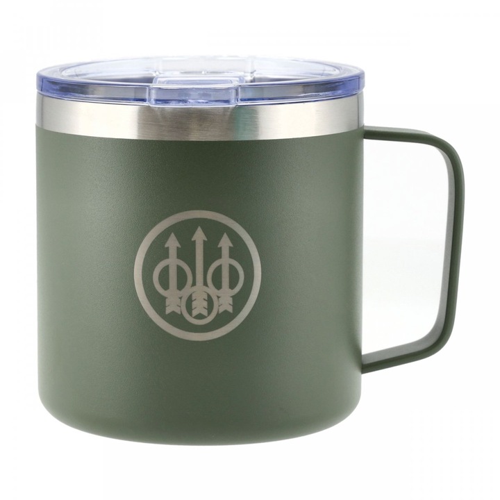 Cana termos Beretta, 475ml, inox, verde, cu capac push-lock