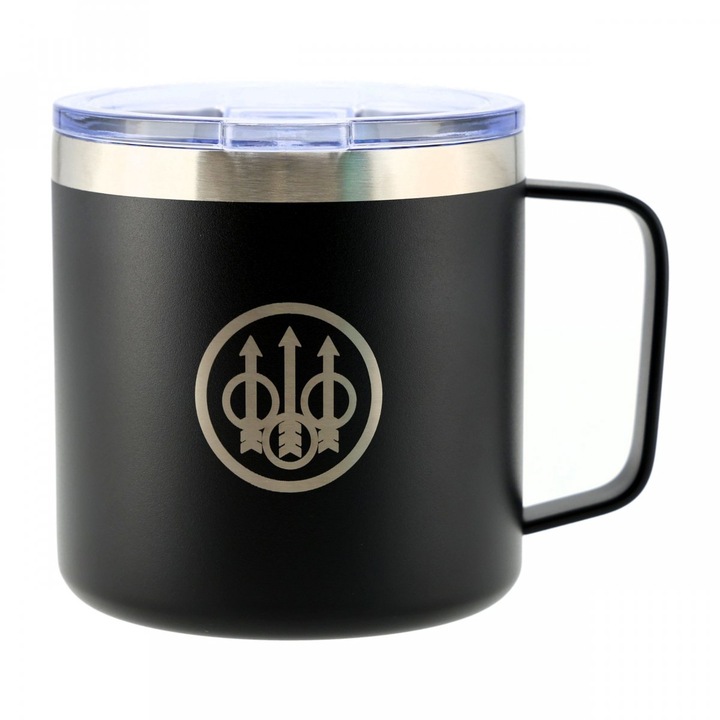 Cana termos, Beretta, inox, cu capac, 475 ml, negru/argintiu