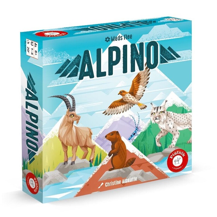 Társasjáték Alpino, Piatnik, 40 kártya, állattéma, tarka