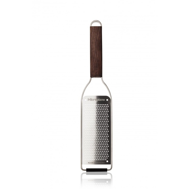 Ренде Microplane, Неръждаема стомана, Дръжка от орехово дърво, 30x6,5 см, Сребрист/Кафяв