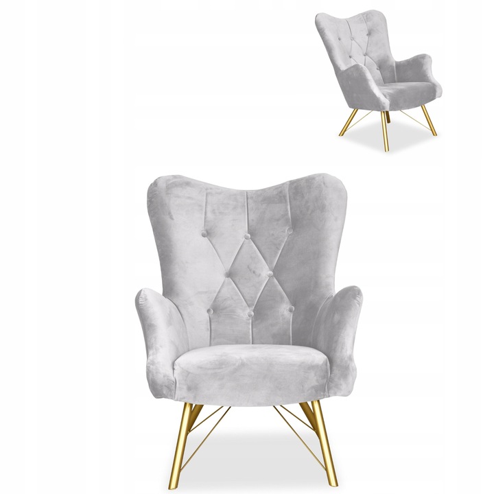 Luna fotel, skandináv, családi bútor, 100x78x87 cm, bársony/fa, fehér