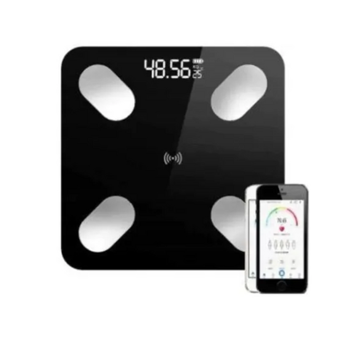 Cantar corporal inteligent, analiza corporala, Bluetooth, sticla securizata, 26x26cm, Negru