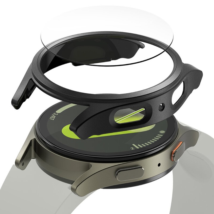 Carcasa de protectie pentru ceas compatibila cu Samsung Galaxy Watch7, 40mm, Slim, folie de protectie inclusa, TPU, Negru