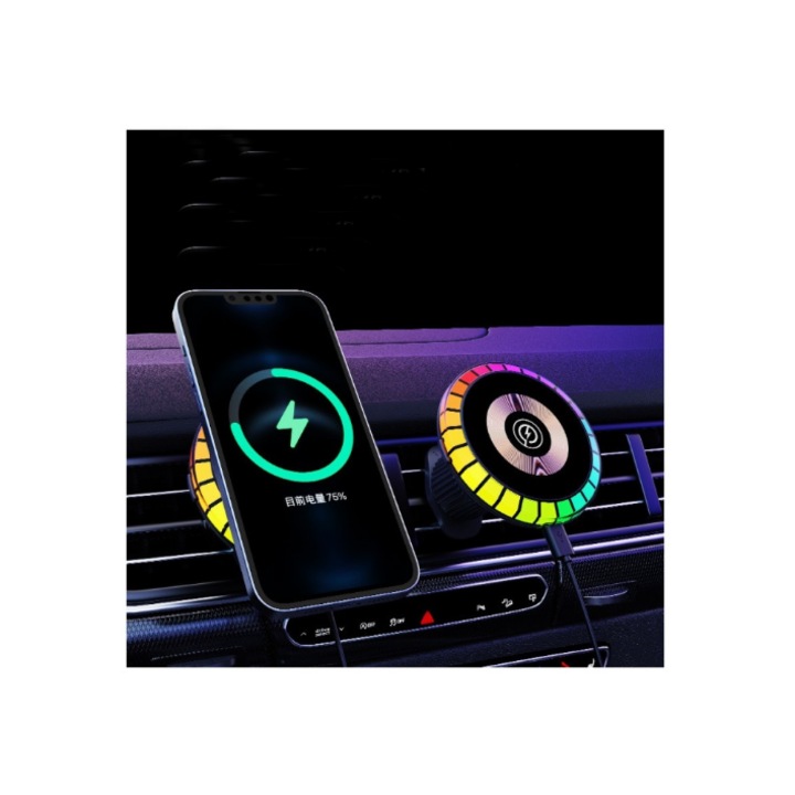 idealSTORE mágneses telefontartó vezeték nélküli töltéssel, színváltozás az alkalmazástól, RGB környezeti fény