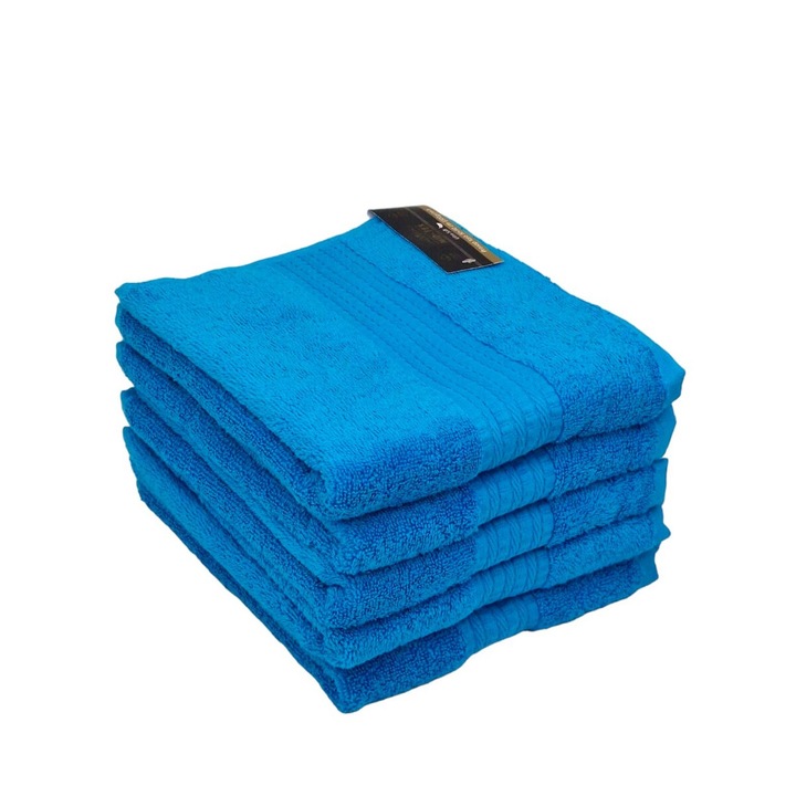 Комплект 5 кърпи за лице, 100% памук, 500 GSM, 50x90 см, СИНИ