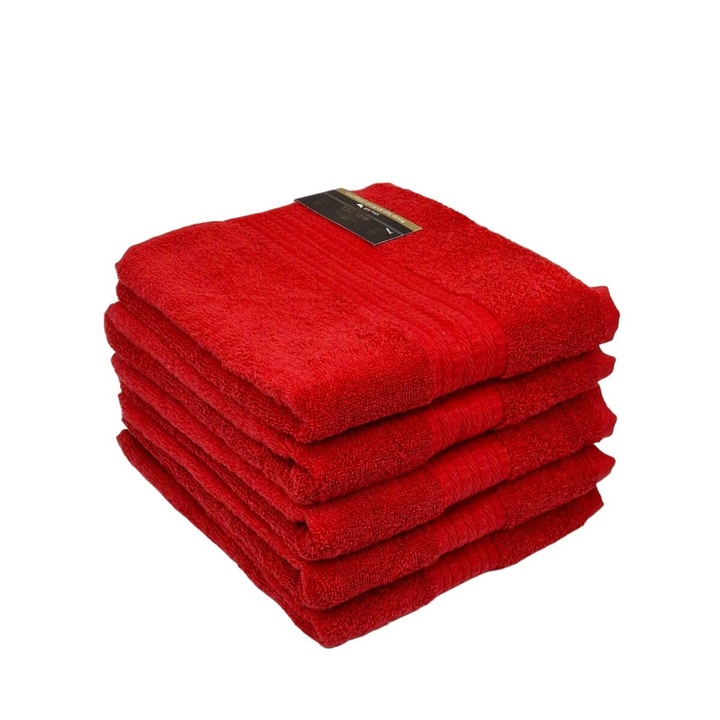 Комплект от 5 кърпи за лице, 100% памук, 500 GSM, 50x90 см, ЧЕРВЕНИ