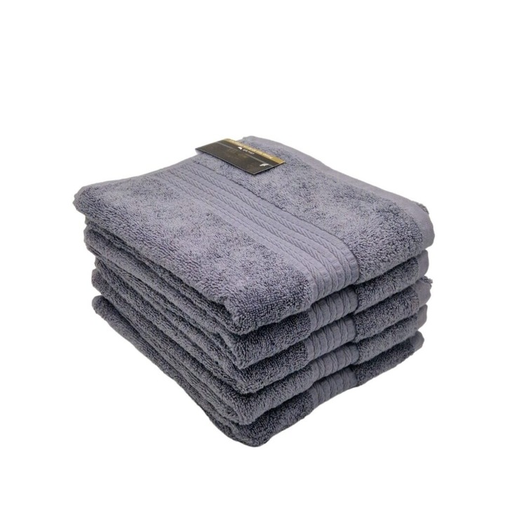 Комплект 5 кърпи за лице, 100% памук, 500 GSM, 50x90 см, СИВИ