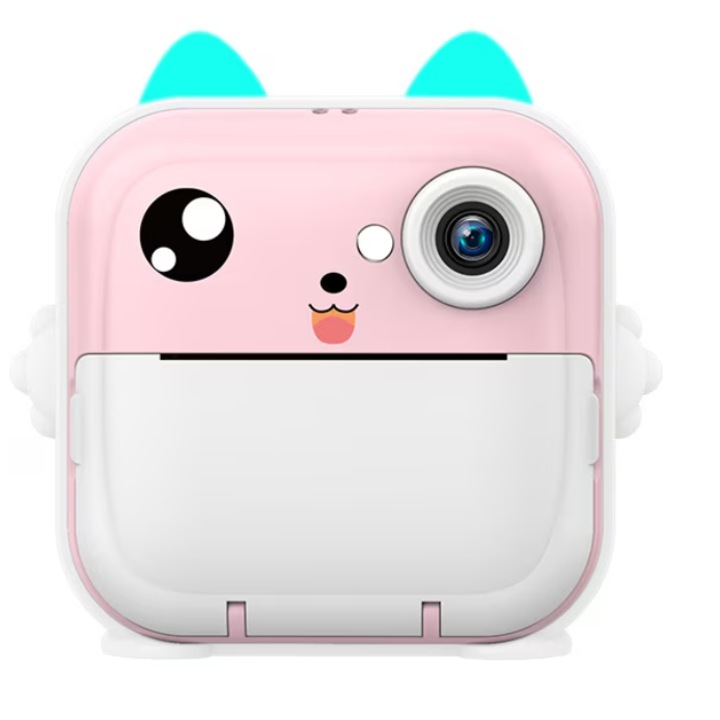 AOVO Digitális fényképezőgép instant nyomtató gyerekeknek, USB kábel, Bluetooth, iOS/Android kompatibilis, APP, rózsaszín