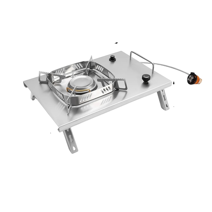 Kempingégő, 2600W, szélálló, könnyen tisztítható, ezüst, 36x25,5x9,5cm