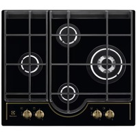 Plita incorporabila Electrolux GPE363RBK, Gaz, 4 arzatoare, Aprindere electrica integrata, Dispozitiv siguranta, Gratare fonta, 60 cm, Negru