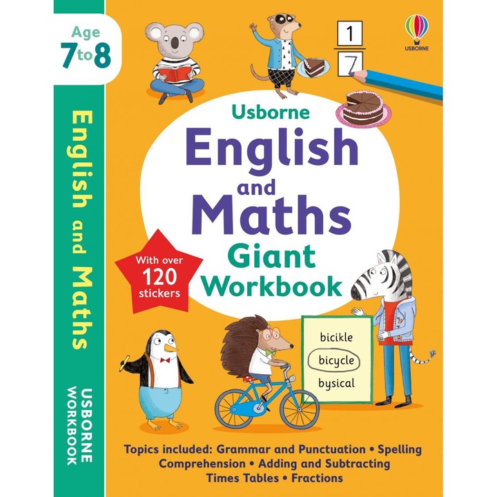 Caiet de activitati English and Maths, Usborne Publishing,192 pagini, 7-8 ani, engleza, 2022